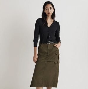 Madewell cargo convertible midi skirt in regenerative Chino